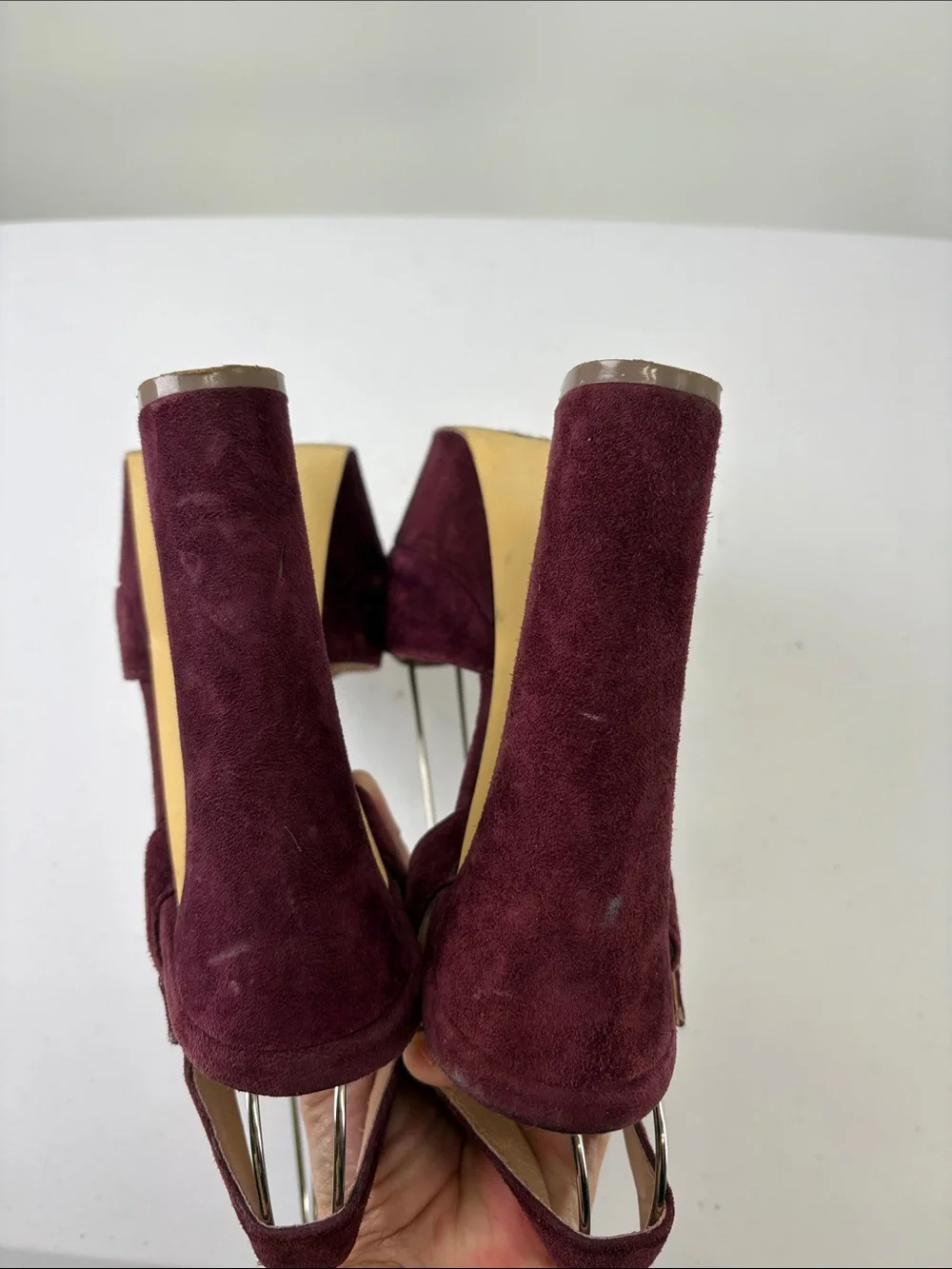 🐨 Steve Madden Jillyy Burgundy Suede Platform Heels with Buckle